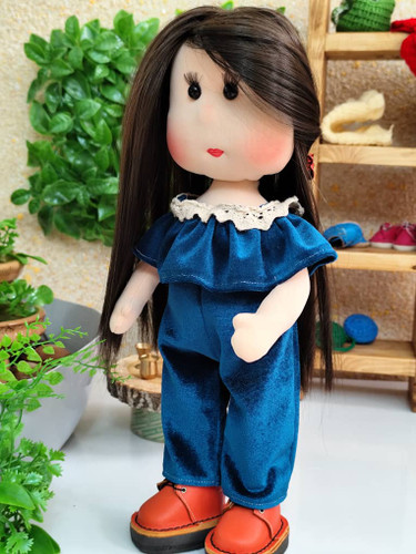 عروسک پارچهای خنگول دختر ۴۰ سانتی | کفش چرم طبیعی و دستدوز